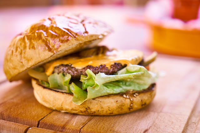 Nutritious veggie burger stacked with wholesome ingredients